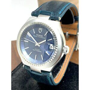 Tudor Mens Watch 9101/0 Vintage Prince Oysterdate Swiss Automatic Blue Dial 38mm